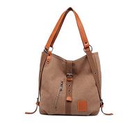 FANDARE Vintage Borsa Donna Tracolla Borse Mano Zainetto Donna Borse a Spalla in Tela Multifunzione Borsetta Messenger Bag per Shopper Viaggio Lavoro Scuola Sacchetto Marrone scuro