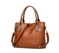 FANDARE Vintage Borsa Tracolla Spalla Donna Bauletto Pelle PU Impermeabile per Shopping Viaggio Partito Work Crossbody Bag Marrone