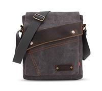 FANDARE Vintage Messenger Bag Borsa a Tracolla Computer Briefcase Borse Indossate Lavoro Scuola Zaino Crossbody Bag Donna Uomo Tela, grigio, L, Zaino per il tempo libero