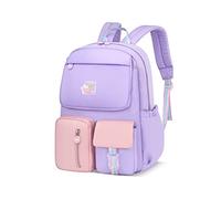 FANDARE Zainetti per bambini Cartelle per la scuola Zaino Scuola Ragazze Ragazzi Zainetto per 1-3 Grado Studenti Scuola Lavoro Escursioni Viaggi Daypacks Impermeabile Nylon Viola Rosa S