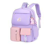 FANDARE Zainetti per bambini Cartelle per la scuola Zaino Scuola Ragazze Ragazzi Zainetto per 3-6 Grado Studenti Scuola Lavoro Escursioni Viaggi Daypacks Impermeabile Nylon Viola Rosa