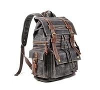 FANDARE Zaini da escursione Borsa da Viaggio Tela Zaino da Escursionismo Zaini Zainetto Trekking Borsa a tracolla Cartella Borsone con Couliss per Uomo Donna Viaggio Zaini da hiking Grigio scuro