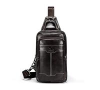 FANDARE Zaino A Tracolla In Vera Pelle Per Uomo, Stile Vintage Con Cintura Regolabile, Borsa A Tracolla Toracica Per Escursionismo, Ciclismo, Viaggi E Campeggio Caffè