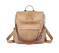 FANDARE Zaino da donna 3 in 1, borsa a mano per ragazze, in pelle PU, da donna, borsa a tracolla da viaggio, per università, viaggi, tempo libero, lavoro, scuola, ufficio, giorno, cachi, L, Elegante