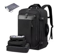 FANDARE Zaino da viaggio Borse da Cabina per Ryanair Bagaglio a Mano Easyjet zaino da scuola casual laptop con 3 Pezzi Packing Cubes Borsa approvato dal volo Convertibile Zaino Uomo Donna Zaino Nero A