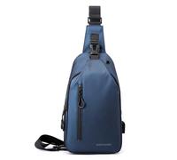 FANDARE Zaino Monospalla Borsello Uomo Tracolla con Foro per Auricolari & USB - Marsupio Borsa a Spalla Blu Scuro