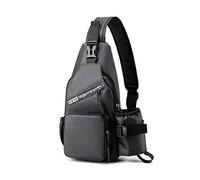 FANDARE Zaino Monospalla da Uomo Borsa a Spalla con Portaborraccia Sling Crossbody Bag Borsa Tracolla Piccolo Zainetto Borsello a Spalla Borse a Zainetto per lavoro Ciclismo Viaggio Sports Grigio