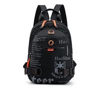 FANDARE Zaino Monospalla da Uomo Donna Zaini Borsa a Spalla da palestra Borsa Tracolla Borsello a Spalla Sportivo Ciclismo Viaggio Sling Bag con Foro auricolare & Tracolla Staccabile Nero