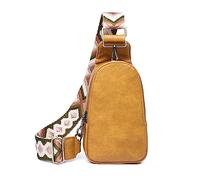 FANDARE Zaino Monospalla Donna in PU Pelle, Borsa a tracolla marsupio con cinghia stampata elegante, Leggera Borse a spalla per avere mani libere per telefono, corsa, viaggi e allenamento Giallo