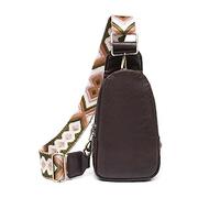 FANDARE Zaino Monospalla Donna in PU Pelle, Borsa a tracolla marsupio con cinghia stampata elegante, Leggera Borse a spalla per avere mani libere per telefono, corsa, viaggi e allenamento Marrone