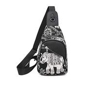 FANDARE Zaino Monospalla Donna Moda Borse a Spalla Ragazze Sling Bag Borsa a Tracolla Sport All'aperto Trekking Spalla Zaini Durevole Panno Oxford Elefante