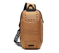 FANDARE Zaino Monospalla Marsupio Borse piccole a tracolla Sling Bag con USB blocco password Business Borsa a Spalla Impermeabile per Uomo Donna Scuola Outdoor Ciclismo Viaggio Hiking Marrone
