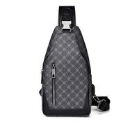 FANDARE Zaino Monospalla per Uomo Borsa Monospalla PU pelle Marsupio Sportivo con porta di ricarica USB Nero Borsa Zainetto Impermeabile Sling Crossbody Bag Borsa a Tracolla Spalla per lavoro Viaggio