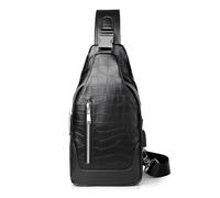 FANDARE Zaino Monospalla per Uomo Borsa Monospalla PU pelle Marsupio Sportivo con porta di ricarica USB Nero Borsa Zainetto Impermeabile Sling Crossbody Bag Borsa a Tracolla Spalla per lavoro Viaggio