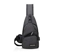 FANDARE Zaino Monospalla Unisexe Borsa a Tracolla Uomo Donna Borsa Sportiva Sling Bag, per Trekking/Ciclismo/Libri/Viaggio/Sports/Alpinismo Nero Grigio