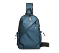 FANDARE Zaino Monospalla Uomo Borsa a tracolla Con foro per auricolari viaggio PU Pelle Borsello a spalla Marsupio urbano Moderno Borsa Grande Capacità Borse Viaggio Crossbody Sling Bag Blu