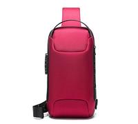 FANDARE Zaino Monospalla Zaino Spalla con USB Grande Capacità Borsa a tracolla Uomo Donna Sling Bag Business Borsello a tracolla Borsa a Spalla per Trekking Ciclismo Viaggio Sports Durevole Rosso