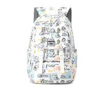 FANDARE Zaino per Bambini e Ragazzi Materiale Impermeabile Design con Grafiche da Viaggio Scuola e Tempo Libero Sistema di Aggancio per Valigia Bianco