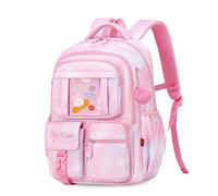 FANDARE Zaino per bambini Galassia Zainetto Scuola per Ragazze Zaini Casual con striscia riflettente Zaini scuola Borse da scuola Zaino Casual Borse Zainetto Studenti Impermeabile Poliestere Rosa