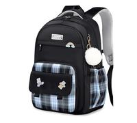 FANDARE Zaino per bambini Ragazzo Ragazze Di nuovo a scuola zaino zainetto bambino Zaino Bambini Stitch Zainetto Scuola Borsa con strisce riflettenti Zaini Casual Borse da scuola Nero