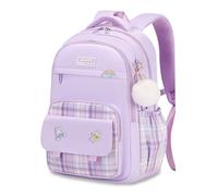 FANDARE Zaino per bambini Ragazzo Ragazze Di nuovo a scuola zaino zainetto bambino Zaino Bambini Stitch Zainetto Scuola Borsa con strisce riflettenti Zaini Casual Borse da scuola Viola