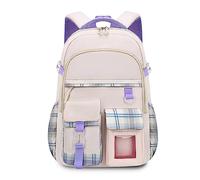 FANDARE Zaino per bambini Zainetti Cartelle Zaino Scuola Elementare Zaino Casual Ragazze Ragazzi Zainetto per Studenti Primarie Viaggiare con ciondolo in peluche & Badge carino Bianco
