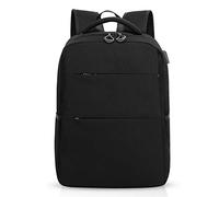 FANDARE Zaino per laptop da 15,6 pollici sottile con porta di ricarica USB, zaino impermeabile per uomo/donna, viaggio, campeggio, scuola, zaino in poliestere, nero, L, Zaino per il tempo libero
