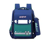 FANDARE Zaino Scolare 27L per Bambini 4-12 Anni, Zaino con Portapenne, Bandee Riflettenti per Sicurezza Notturna, Zainetto Grande per Scuola Primaria Unisex Blu con verde