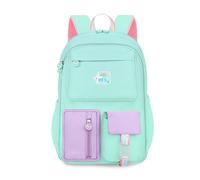 FANDARE Zaino Scolastico 27L per Ragazze 4-12 Anni, Design Carino con Spallacci Regolabili Imbottiti e Apertura Completa 180°, Zaino in Nylon Resistente, 4 Coloris Verde