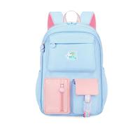 FANDARE Zaino Scolastico 27L per Ragazze 4-12 Anni, Design Carino con Spallacci Regolabili Imbottiti e Apertura Completa 180°, Zaino in Nylon Resistente, 4 Coloris Blu