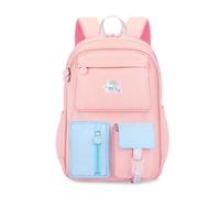 FANDARE Zaino Scolastico 27L per Ragazze 4-12 Anni, Design Carino con Spallacci Regolabili Imbottiti e Apertura Completa 180°, Zaino in Nylon Resistente, 4 Coloris Rosa