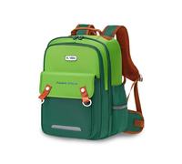 FANDARE Zaino Scuola Elementare Impermeabile Tessuto Oxford con Schienale Ergonomico per una Distribuzione del Carico Ottimale Strisce Riflettenti Leggero da Bambina e Bambino Verde