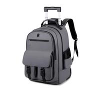 FANDARE Zaino Trolley per PC Portatile da 15.6 pollici Borsa per Insegnante con Ruote Uomo Rolling Rucksack Zainetto Pellicola in PU Zaini Borse da ufficio giorno Bagaglio a Mano Viaggio Affari Grigio