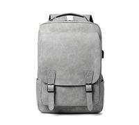 FANDARE Zaino Ufficio Uomo Porta PC Con Porta USB - Zainetto Donna Impermeabile in PU Pelle - Borsa Daypacks per Business, Viaggio, Lavoro, Scuola - Grigio