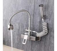 Fandiao, rubinetto da cucina a 360° in acciaio inox spazzolato, da parete, multifunzione, per acqua fredda, per cucine moderne, design durevole ed elegante