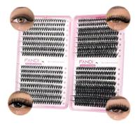 FANDIQ Ciglia singole soffici, 624 pezzi, curvatura a D, ciuffetti singoli, 40D+50D+60D+80D, volumizzanti, dall'aspetto naturale, extension russe per fai da te a casa (C02)