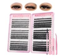 FANDIQKit di extension per ciglia singole, 570 pezzi, con curvatura a D, 8-16 mm, kit fai da te, pinzette incluse