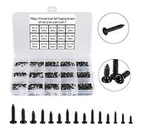 FandWay 750 Pezzi Set di Piccole Viti,15 Tipi M1/M1.2/M1.4/M1.5/M1.7 Mini Viti Autofilettanti Kit, Con Testa a Croce Tonda Viti,Micro Elettronica Viti per Riparazione di occhiali orologi Telefoni.Nero