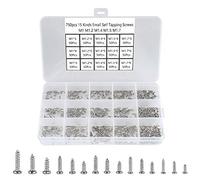 FandWay - 750pezzi, 15 tipi di viti piccole, viti piccolissime M1 M1.2 M1.4 M1.5 M1.7, piccole viti Phillips a testa arrotondata autofilettanti/kit di micro viti assortite