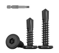 FandWay 80 viti autofilettanti a testa piatta, colore nero, M5,5 x 32 mm, in acciaio inox 410, viti autofilettanti, viti per legno, per acciaio con 1 bit e scatola.