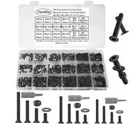 FandWay M2 M2.5 M3 Torx Viti a Metallo e Dadi,900 Pezzi Viti a Testa Piatta Torx,Bullone e Dadi Rondelle,Bulloni Testa Fresata Completamente Filettati in Acciaio Carbonio Nero 10.9.