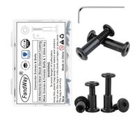 FandWay M8x16mm 15 Paia Viti di Collegamento,Assemblaggio Mobili in Acciaio Inox A2 V2A Dacromet Nero,Rilegatura Connettori Per Armadi (15 Viti per Mobili,15 a Manicotto) con Chiave Esagonale.