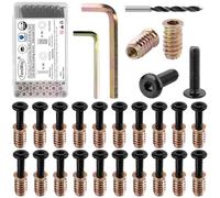FandWay Set di 60 viti per mobili in legno, viti a testa piatta M6 x 16 mm, dadi a vite M6 x 10 mm, set di dadi a vite per mobili in legno con 2 chiavi e 1 trapano.