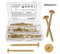 FandWay Viti per legno Torx, 6,3 x 75 mm, viti a testa piatta con attacco Torx, epossidiche gialle, 50 pezzi, per costruzione del tetto, viti per terrazze, viti per travi con BIT TX-30!