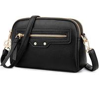 Faneam Borsa a Tracolla Donna Piccola in Pelle PU, Borsa a Spalla con Cinturino Regolabile e Rimovibile, Borsa Mano 4 Scomparti con Cerniera, Crossbody Bag Moda per Viaggi e Uso Quotidiano (Negro)