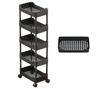 fanelod Carrello portaoggetti da cucina - Slim Utility Organizer 25 cm Multi-Tier Trolley - Scaffale mobile con ruote per riporre e organizzare bagno, cucina, studio, garage, camera da letto