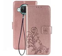 FANFO® Custodia Flip per Xiaomi Mi 10T Lite 5G, 3D Fortunato Fiore Cover, Custodia a Portafoglio in Pelle Vintage con Supporto e Costruita in Chiusura Magnetica, Oro Rosa