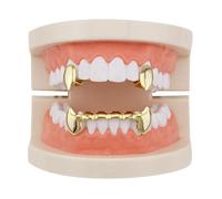 Fang dei denti da vampiro dorato, dentule di hip hop placcate lucide per il costume da costume di Halloween per uomini e donne