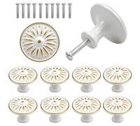 Fangehong 10 Pezzi Pomelli per Cassetti, Maniglia per Cassetto Porta, Vintage Pomello per Armadio a Foro Singolo, 35mm Manopole per Mobili Cassettiere Comò Credenze da Cucina, con Viti (Bianco)