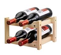 Fangehong Portabottiglie in Legno, 2 Ripiani 4 Bottiglie Portavino, Autoportante Scaffale Porta Bottiglie di Vino, Vino Conservazione Supporti per Casa Cucina Dispensa Cantina Bar (A)
